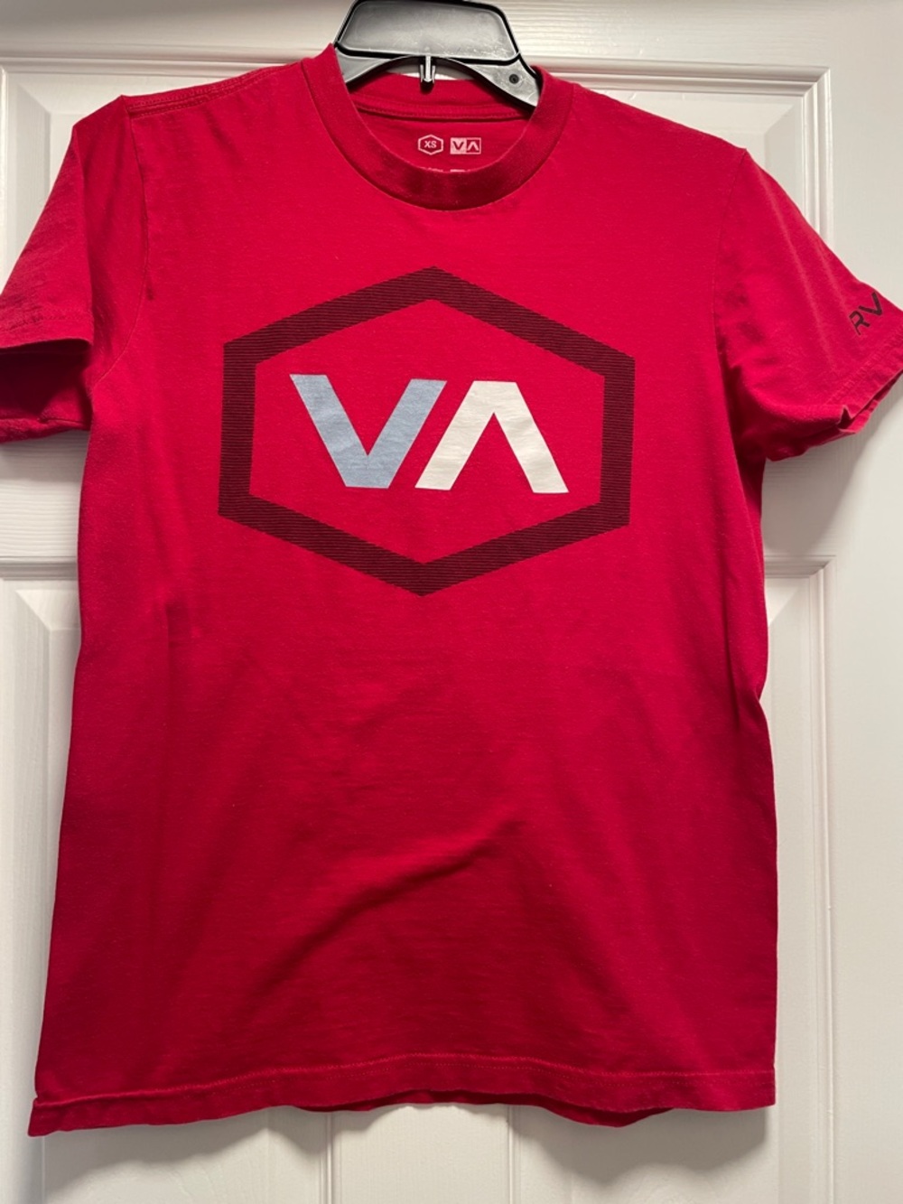 RVCA Red Short Sleeve Tee with Hex VA Logo